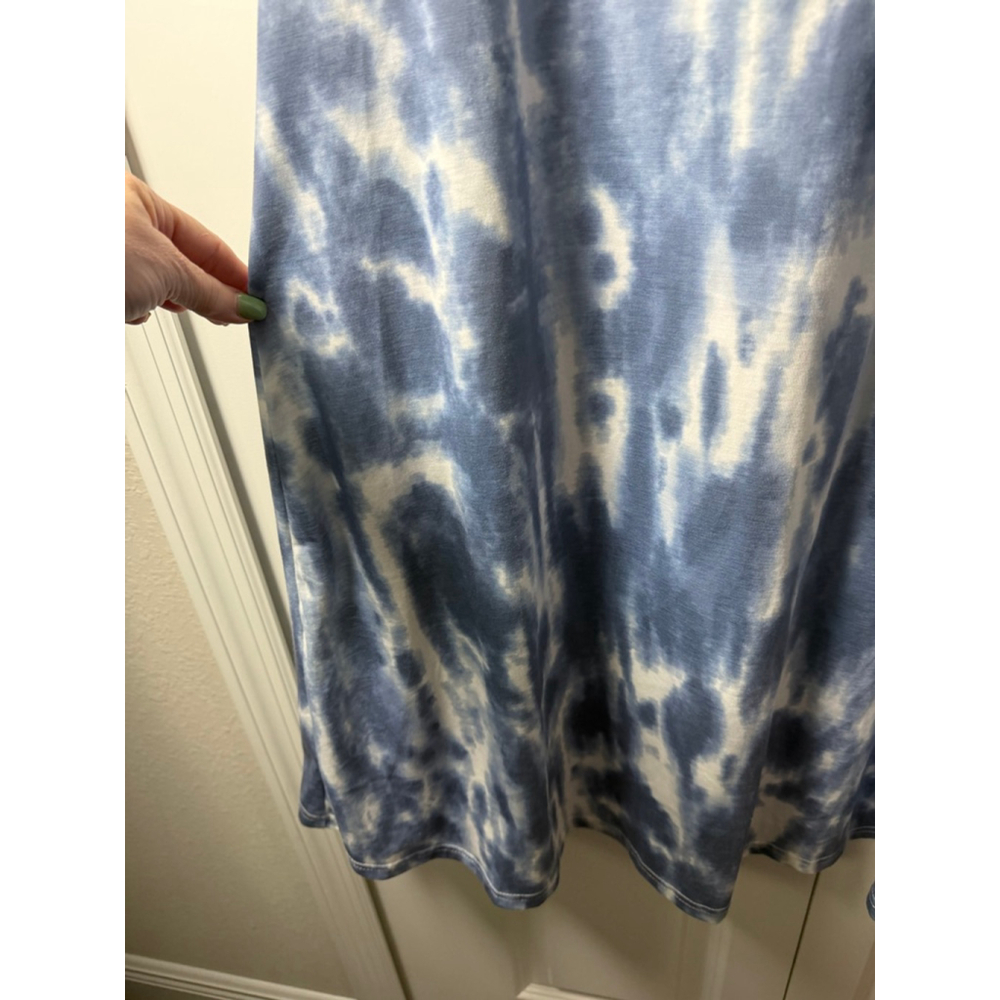 SHEIN Tie-Dye Sleeveless Dress L Blue White EUC - Picture 4 of 8
